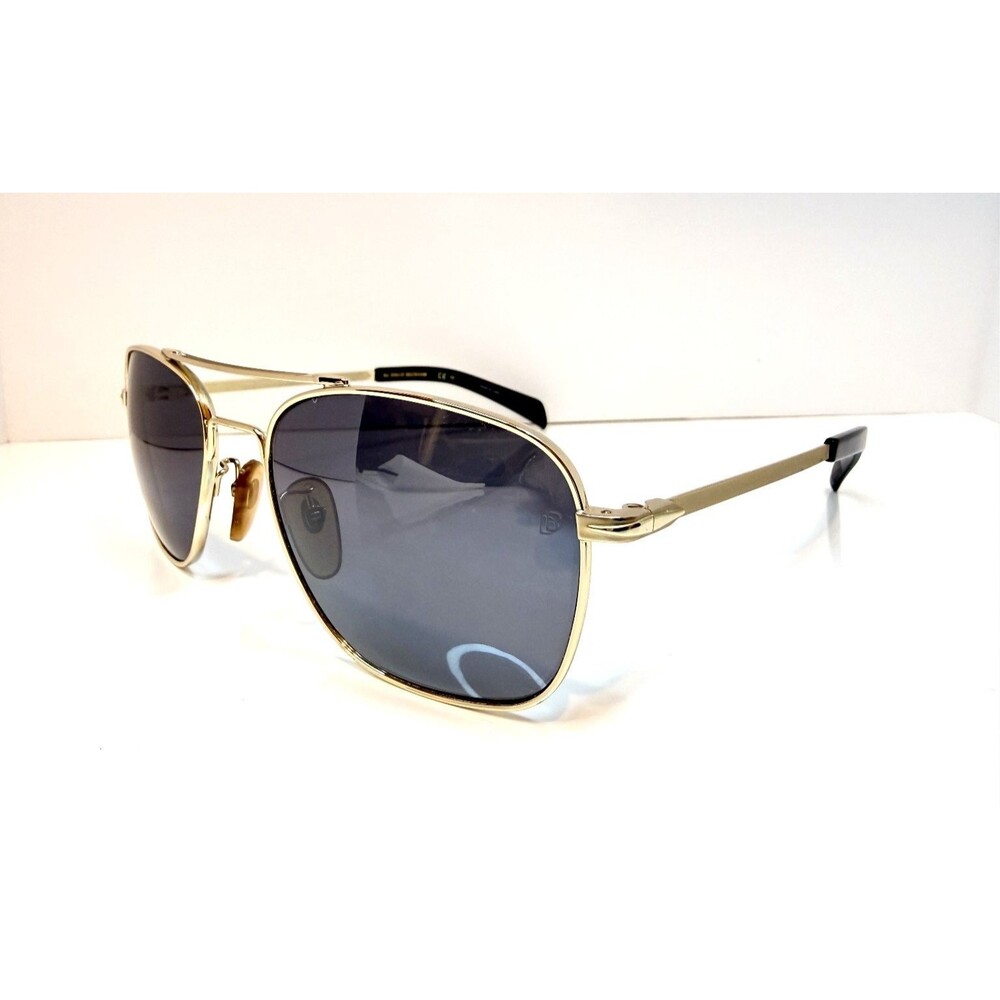 DAVID BECKHAM DB 7019/S Gold Frame Gray Lens Aviator Metal Sunglasses
